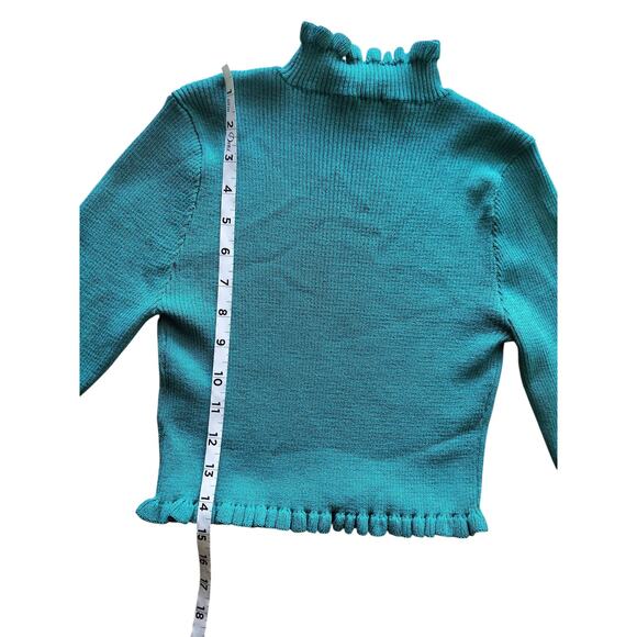 For Love & Lemons Women's Blue Teal Lorelei Cropped Sweater Top Size S - Picture 9 of 12